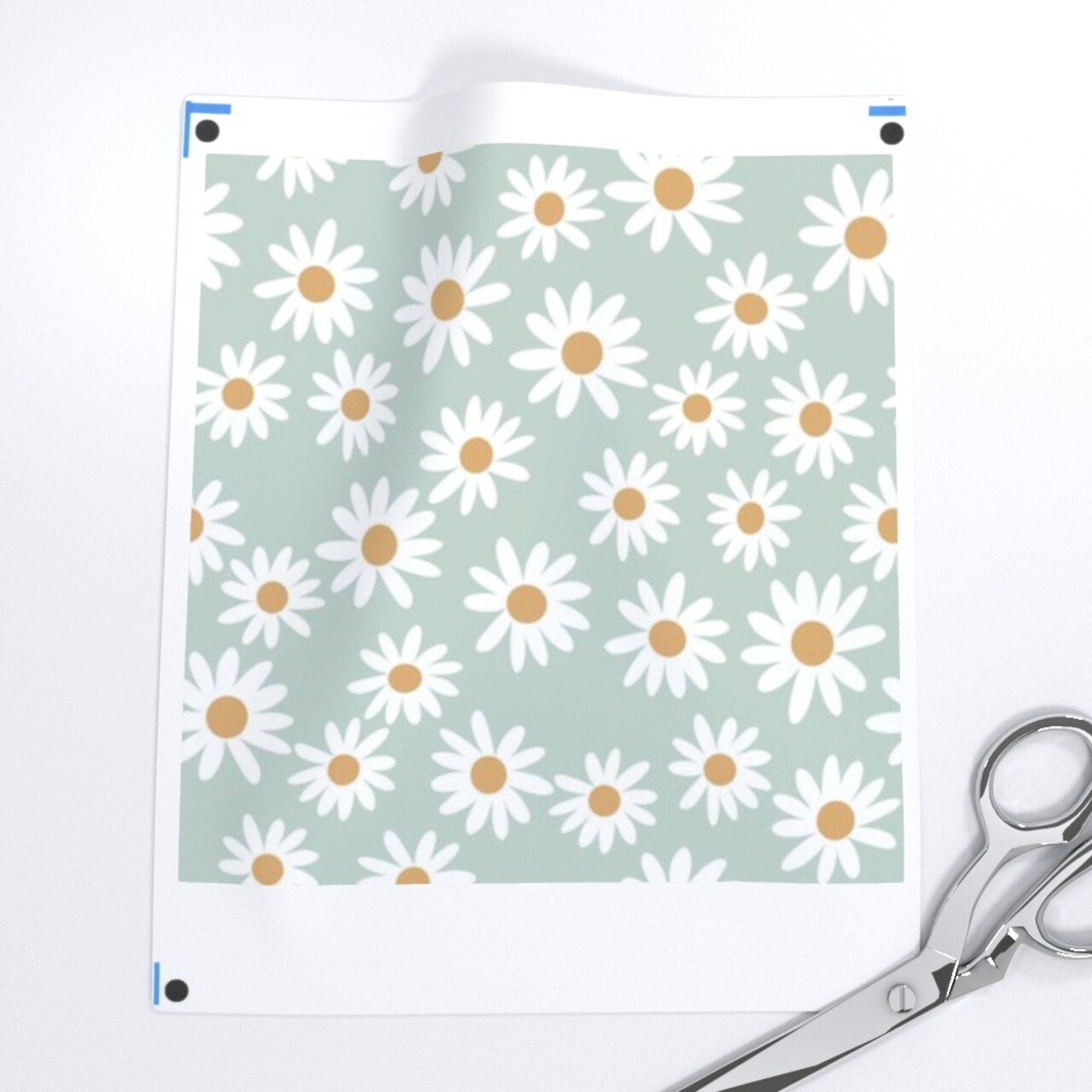 Daisy Print Daisies Spring Girl Earthy Sage Vintage Flowers Floral Trendy Custom Printed Fabric by Spoonflower Various Fabrics by the Yard or Fat Quarter 9544498